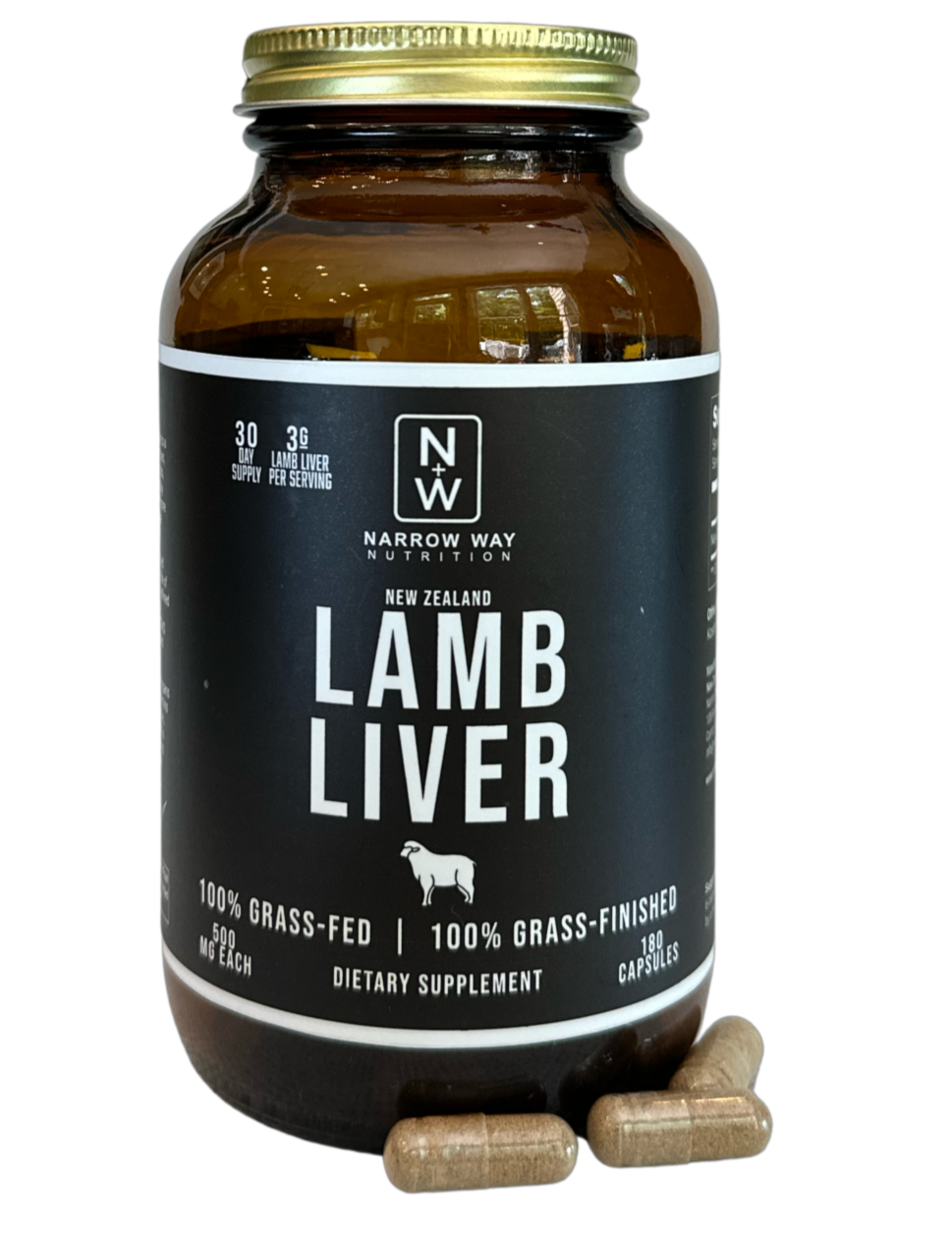 Lamb Liver Bottle With Kosher Bovine Gelatin Capsules 